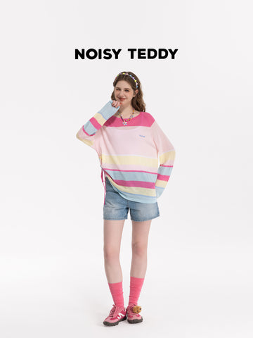 Striped Drawstring Side Knit Sweater