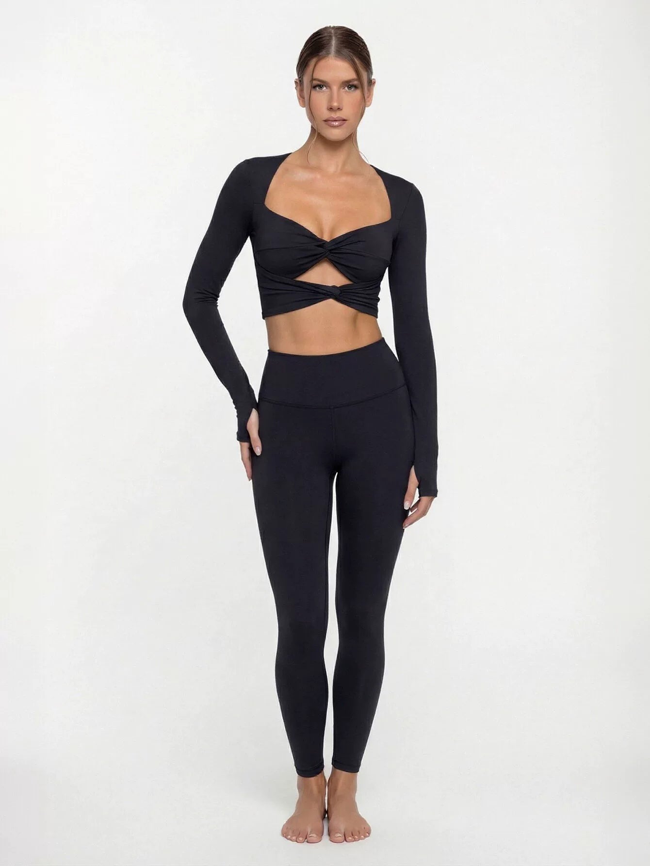 Seamless Twist Front Long Sleeve Tee
