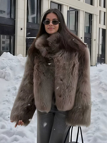 Cozy Mock Neck Faux Fur Coat