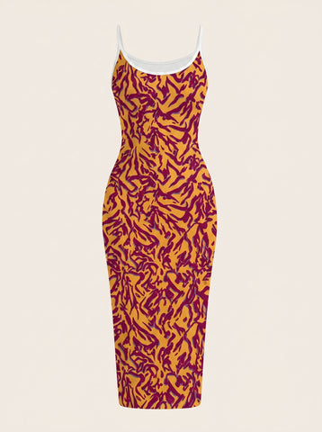 CAPRI Floral Print Sleeveless Bodycon Midi Dress