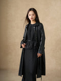 Oversized Button Down Faux Leather Trench