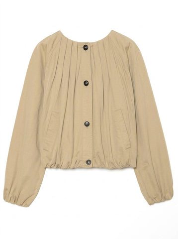 Pleated Button Up Crop Jacket