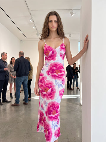 Theresa Vigil's Pink Peony Print Maxi Dress
