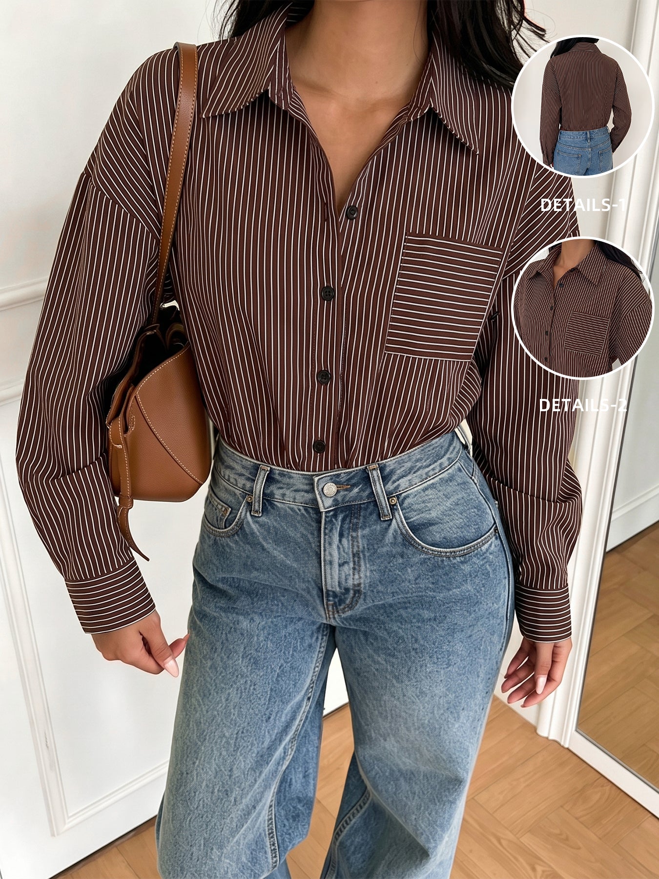 Oversized Striped Button Down Bodysuit