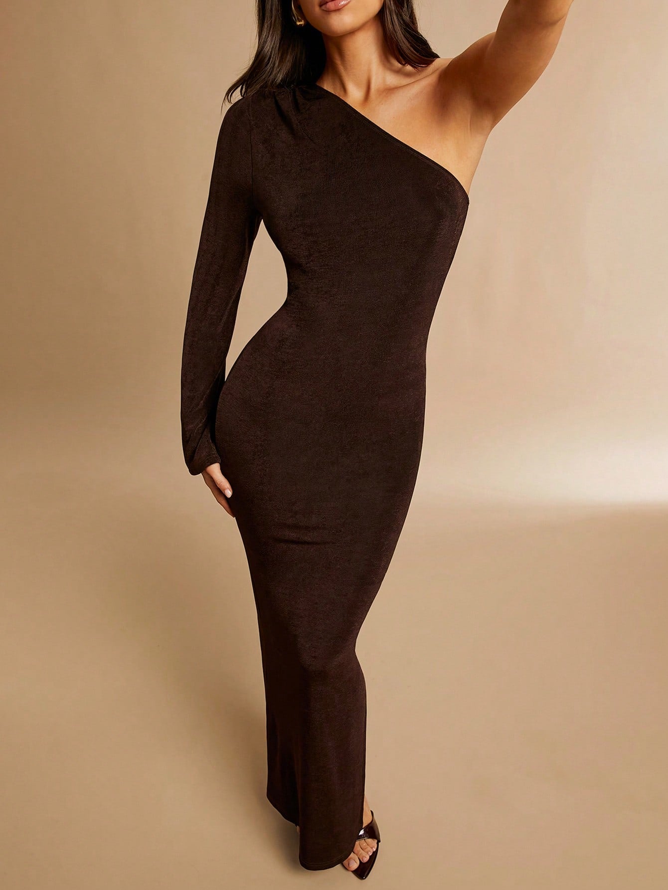 Sleek One Shoulder Midi Dress