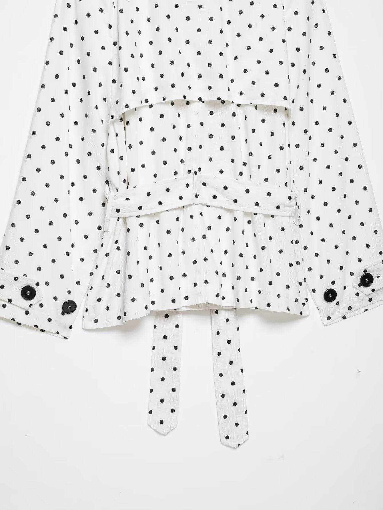 Polka Dot Belted Cropped Jacket