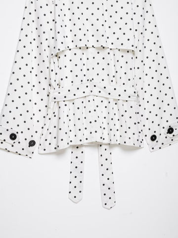Polka Dot Belted Cropped Jacket