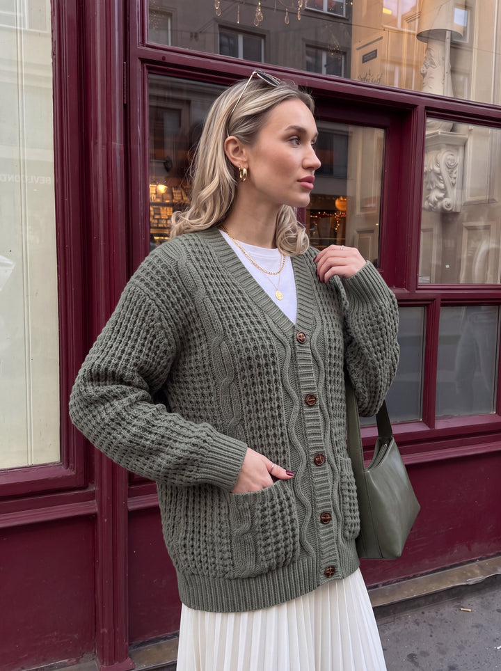 Oversized Chunky Knit Button Cardigan