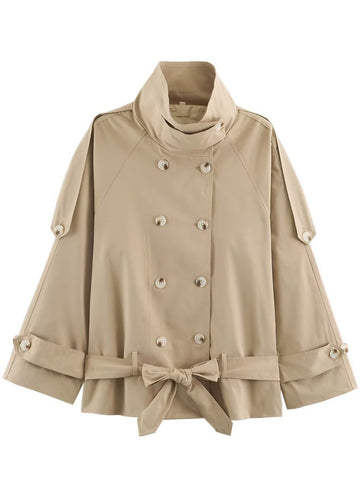 Oversized Cropped Double Breasted Trench Coat
