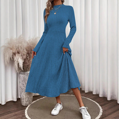 Ribbed Mock Neck Midi Dress