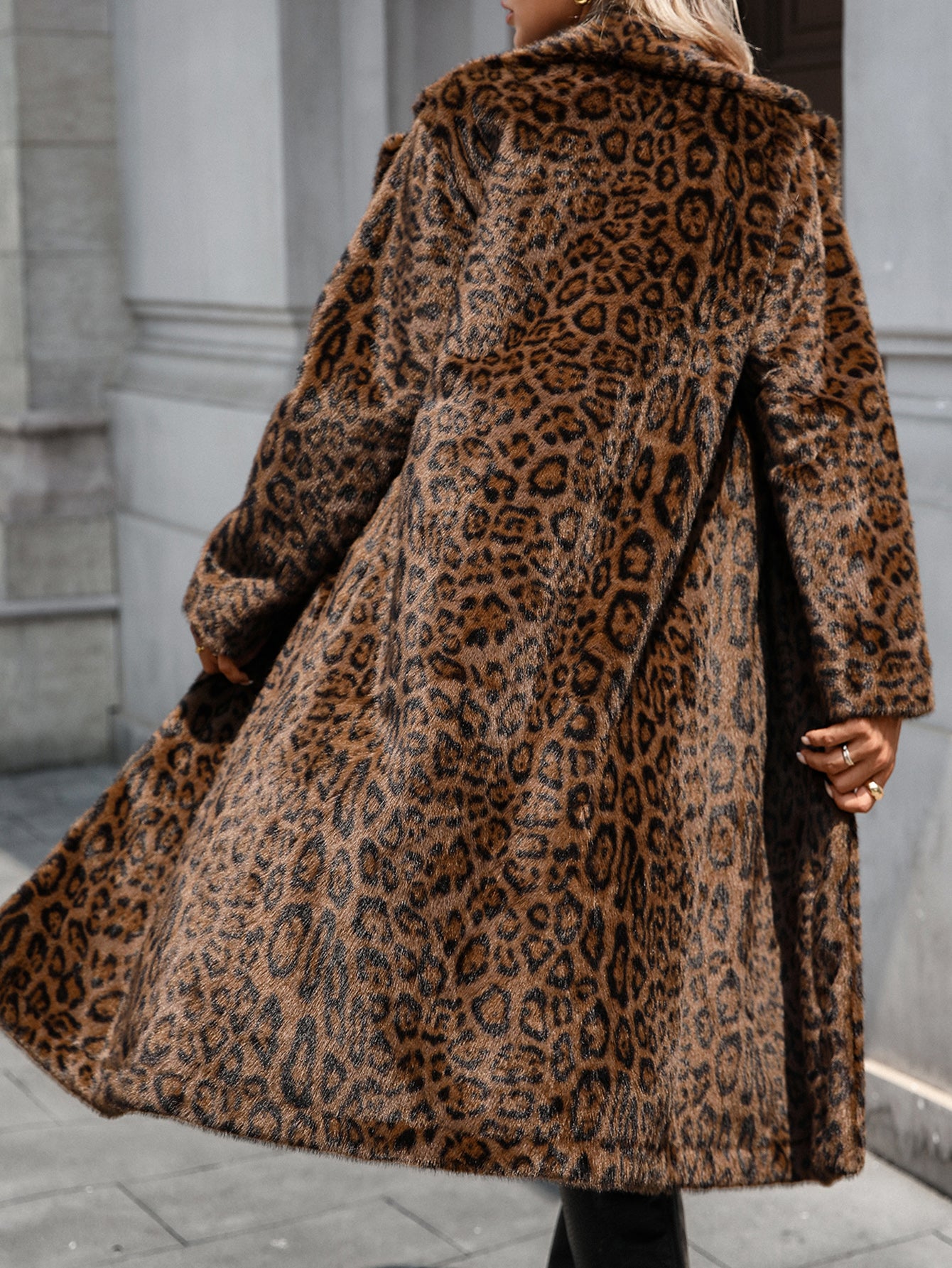 Cozy Leopard Print Faux Fur Coat