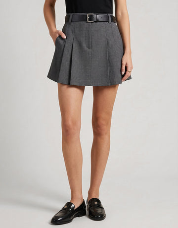Pleated A-Line Mini Skirt