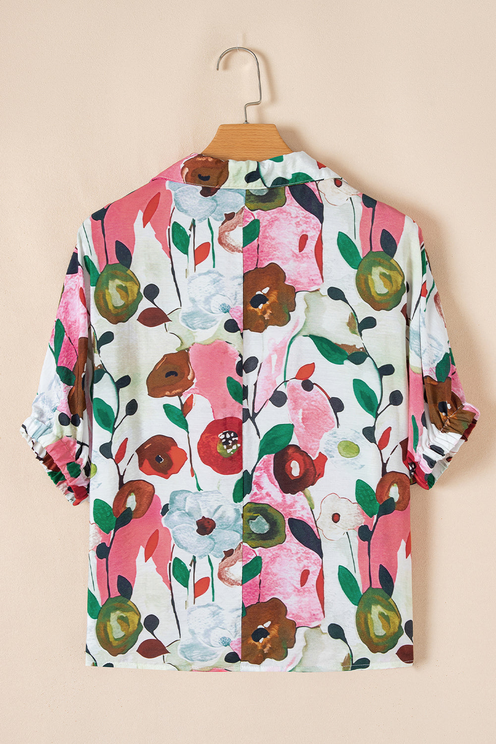 Floral Print Split Neck Chiffon Blouse