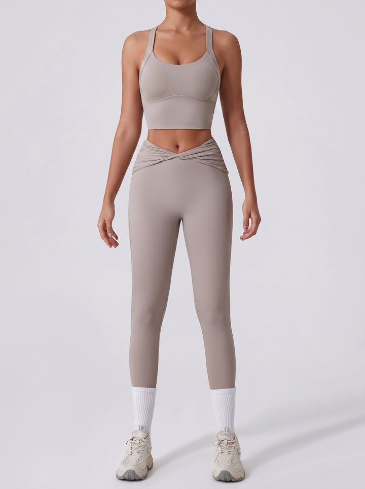 High Waisted Crossover Ruched Leggings
