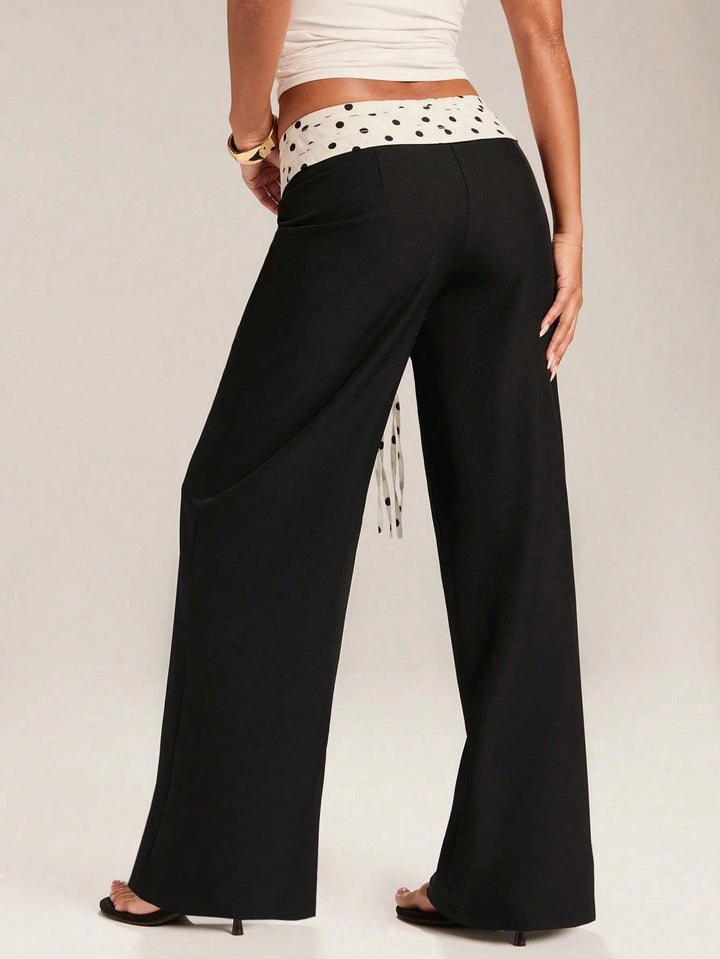 Polka Dot Foldover High Waisted Pants