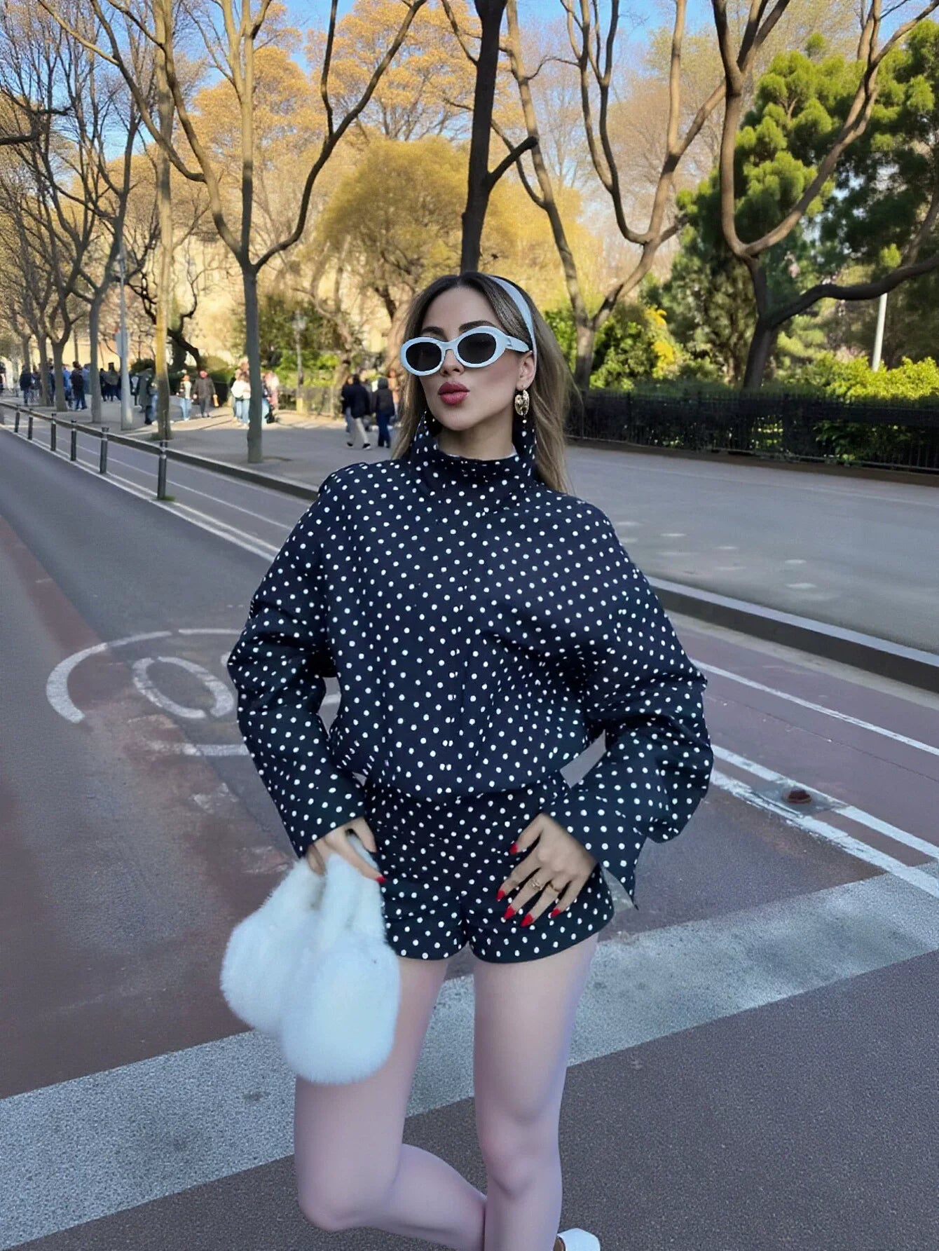 Polka Dot Cropped Jacket Set