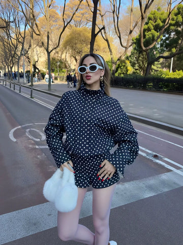 Polka Dot Cropped Jacket Set