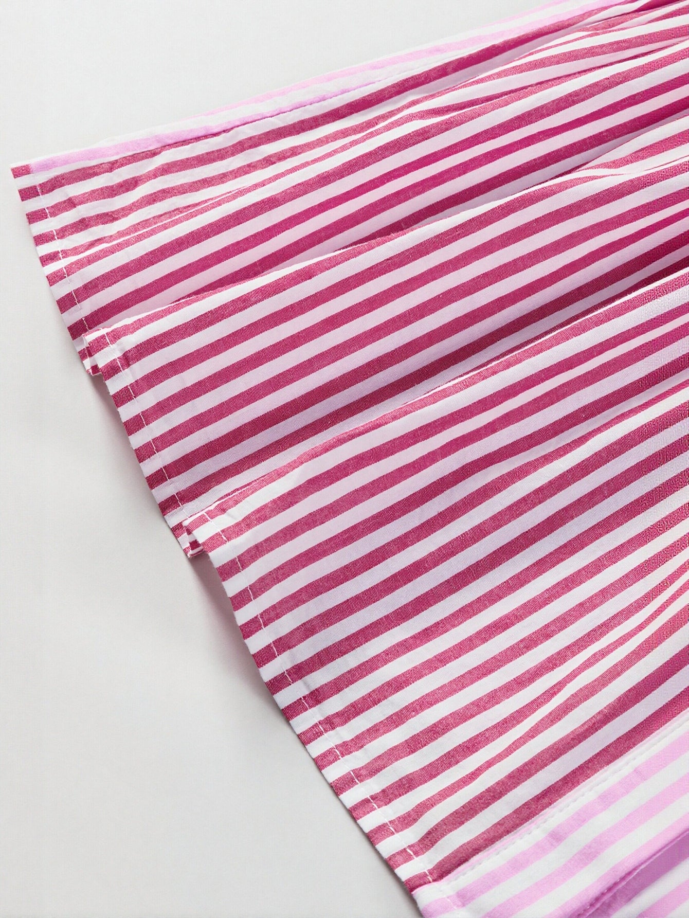 Pink Striped Ruffled Peplum Button Shirt
