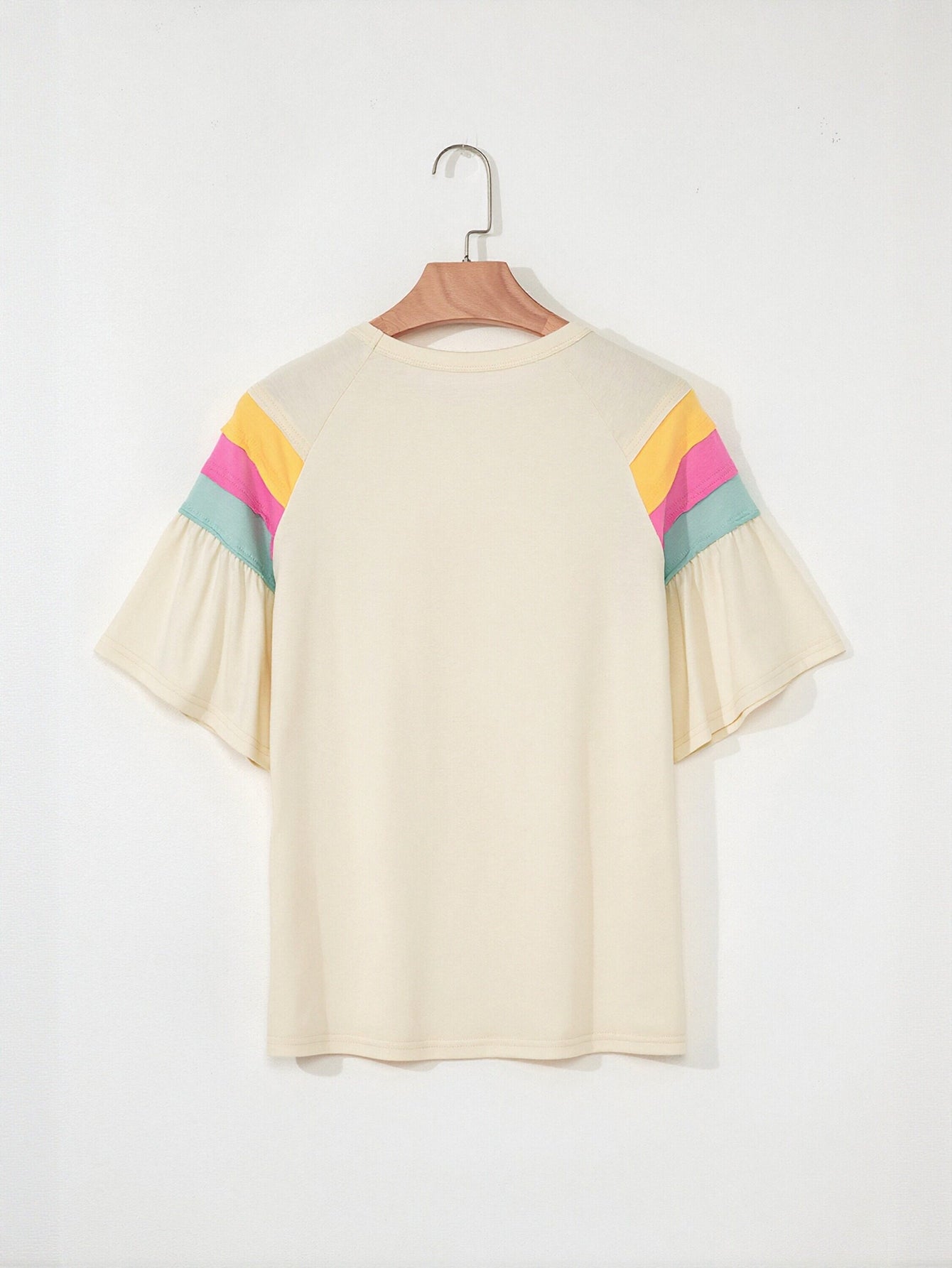 Retro Striped Ruffle Sleeve T-Shirt