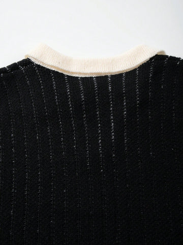 Oversized Graphic Collared Knit Sweater