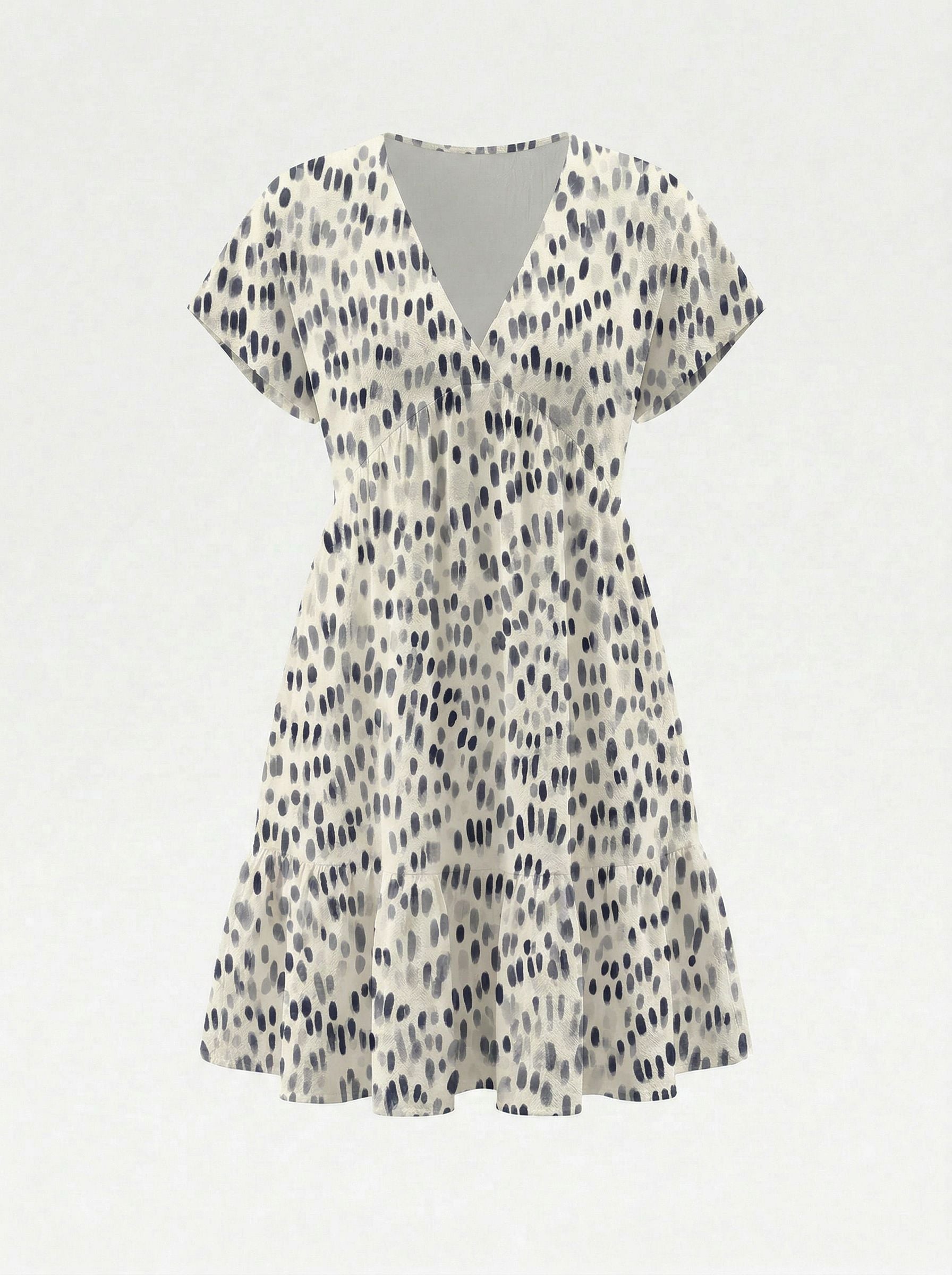 Floral Print V Neck Tiered Babydoll Mini Dress