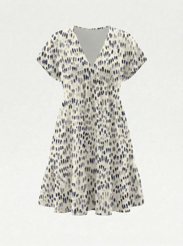 Floral Print V Neck Tiered Babydoll Mini Dress
