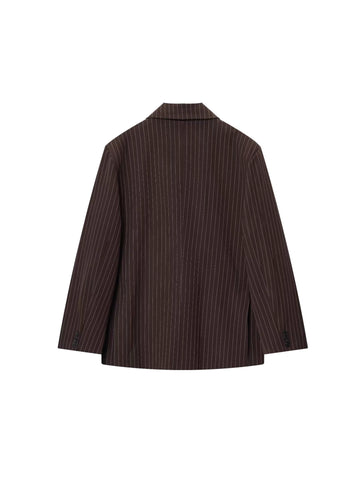 Oversized Pinstripe Double Breasted Blazer Jacket