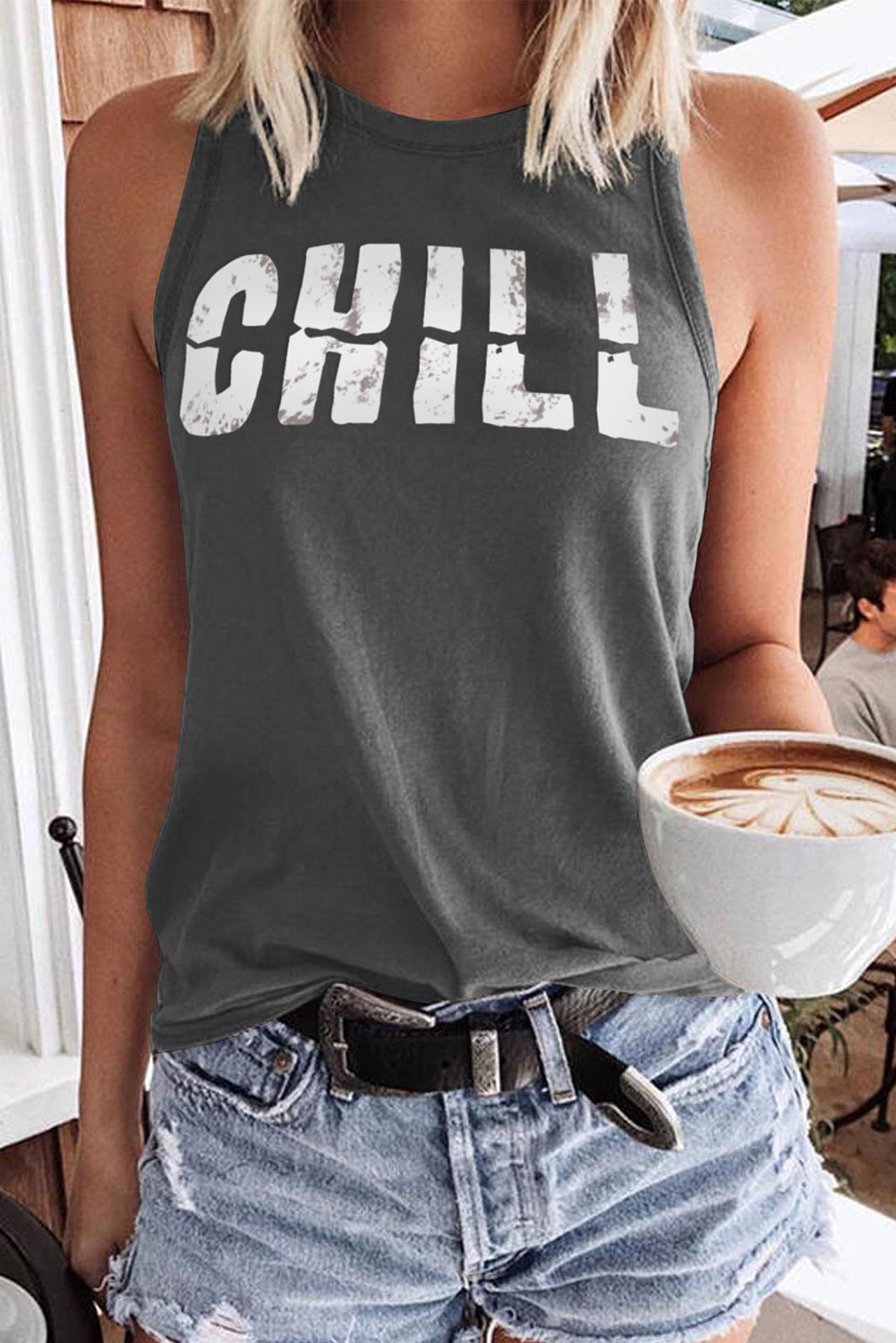 Graphic Chill Print Racerback Tank Top