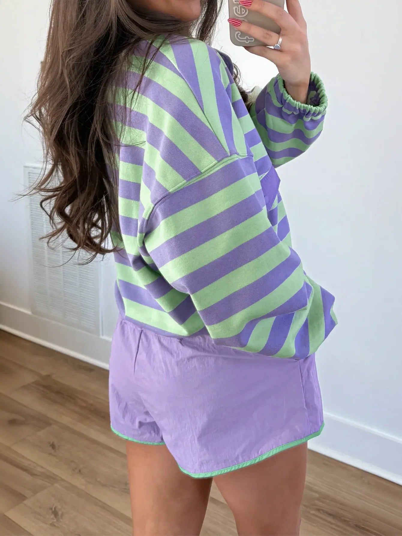 Oversized Striped Polo Shorts Set