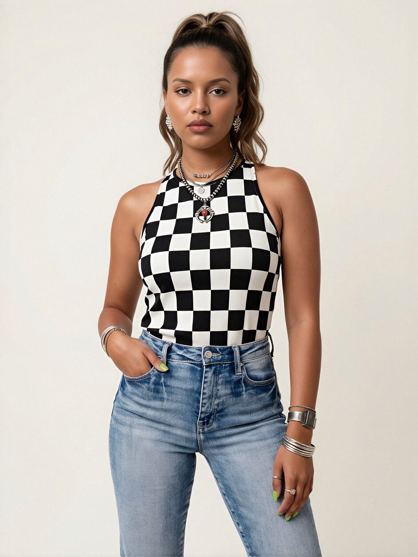 Checkered Sleeveless Tank