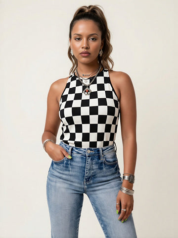 Checkered Sleeveless Tank