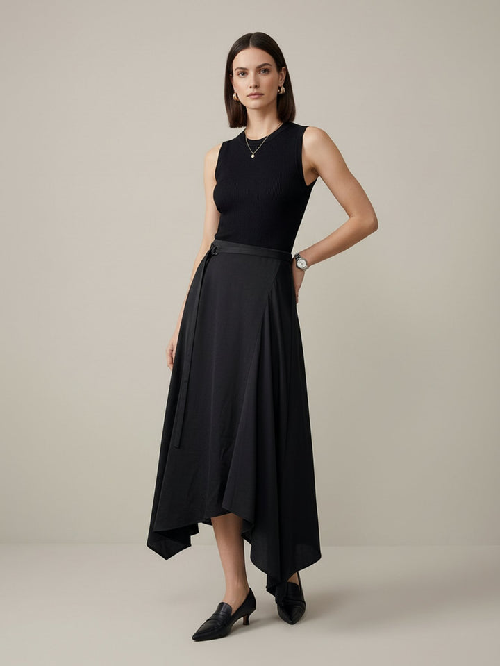 Paneled Asymmetrical Midi Dress