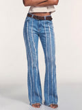 Distressed Seam Flare Leg Jeans