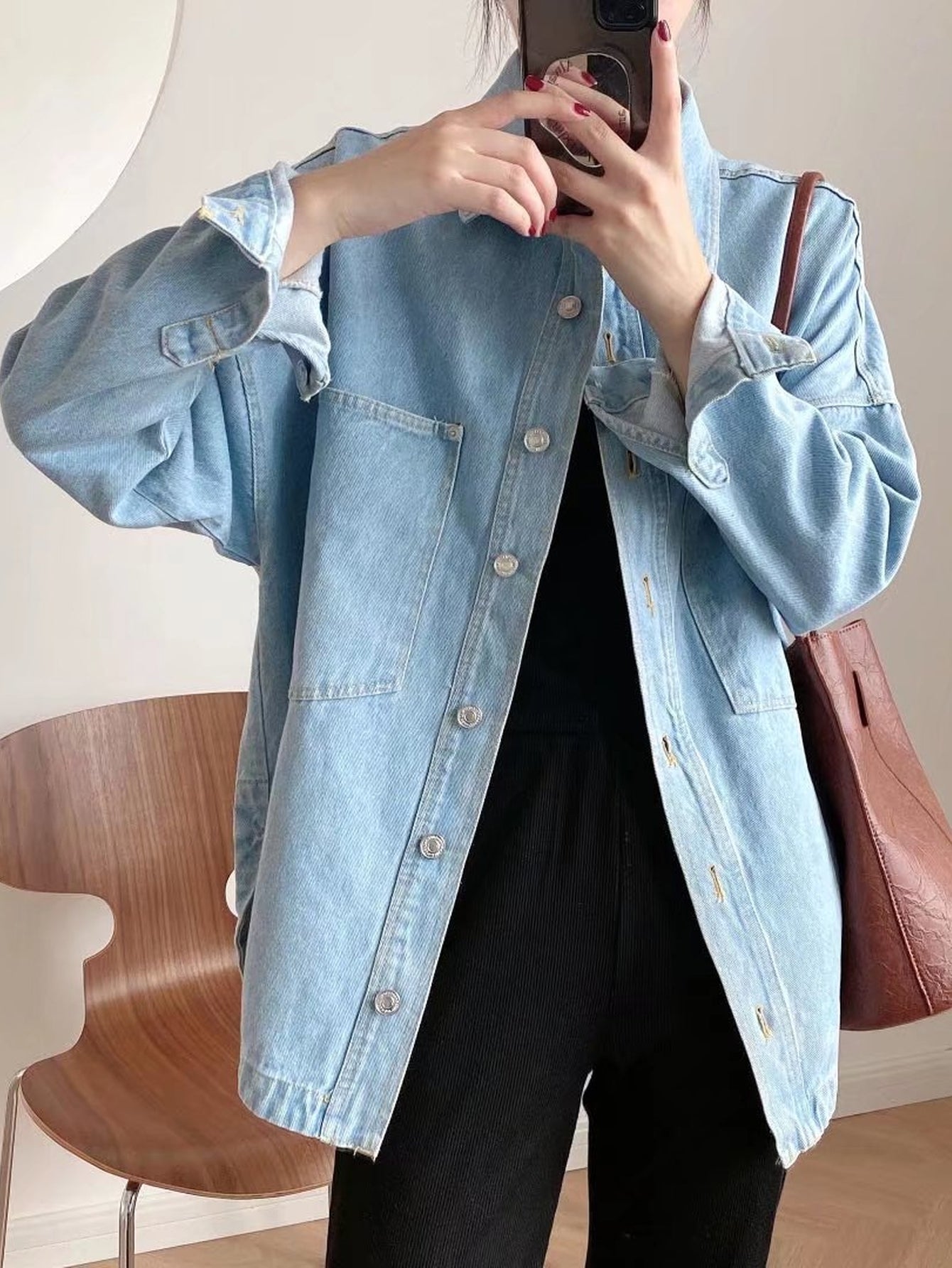 Oversized Light Wash Denim Jacket