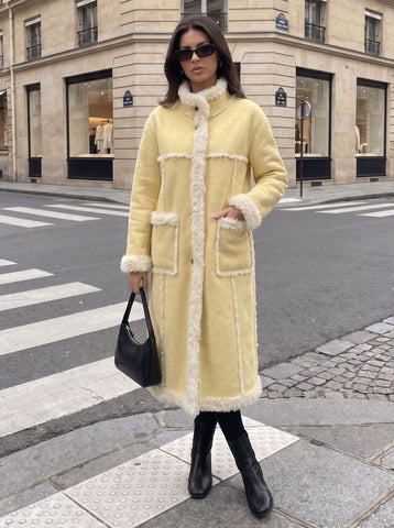 Cozy Fleece Trim Suede Coat