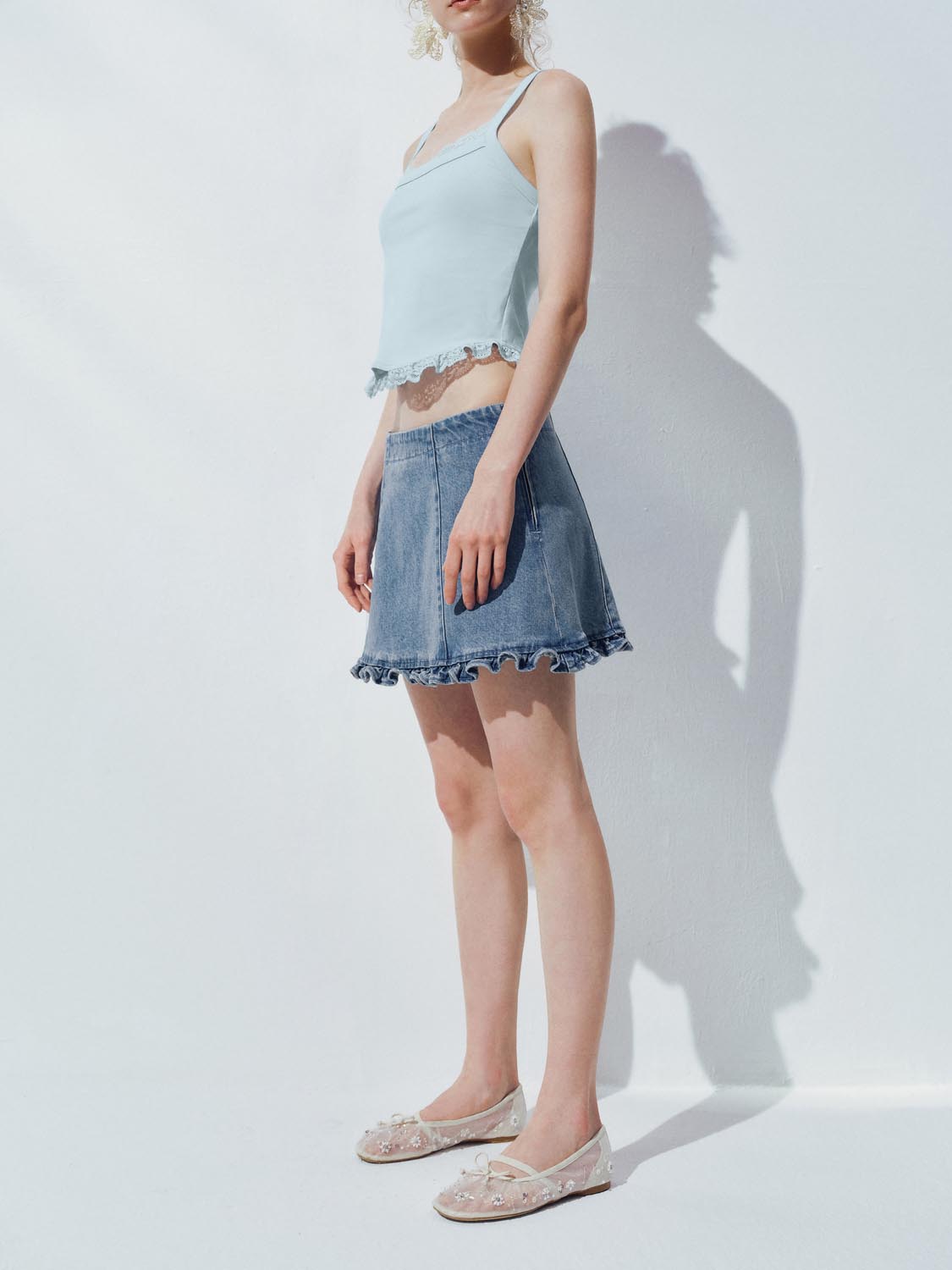 Urban Revivo Denim Mini Skirts-Blue