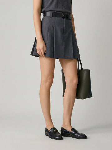 Pleated A-Line Mini Skirt