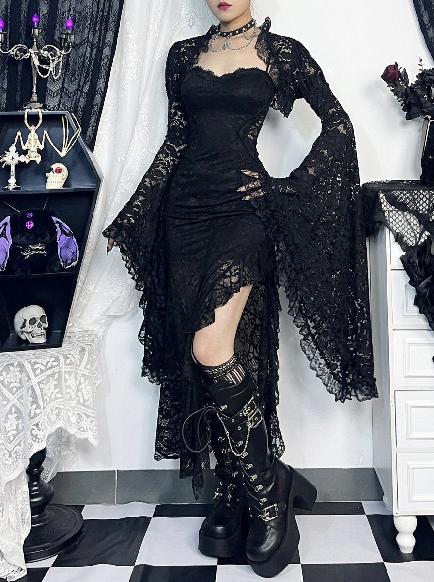 Gothic Lace Bell Sleeve Bolero Jacket