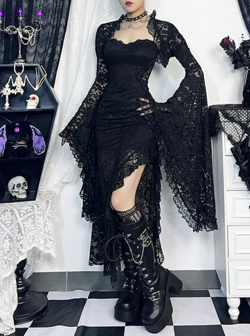 Gothic Lace Bell Sleeve Bolero Jacket