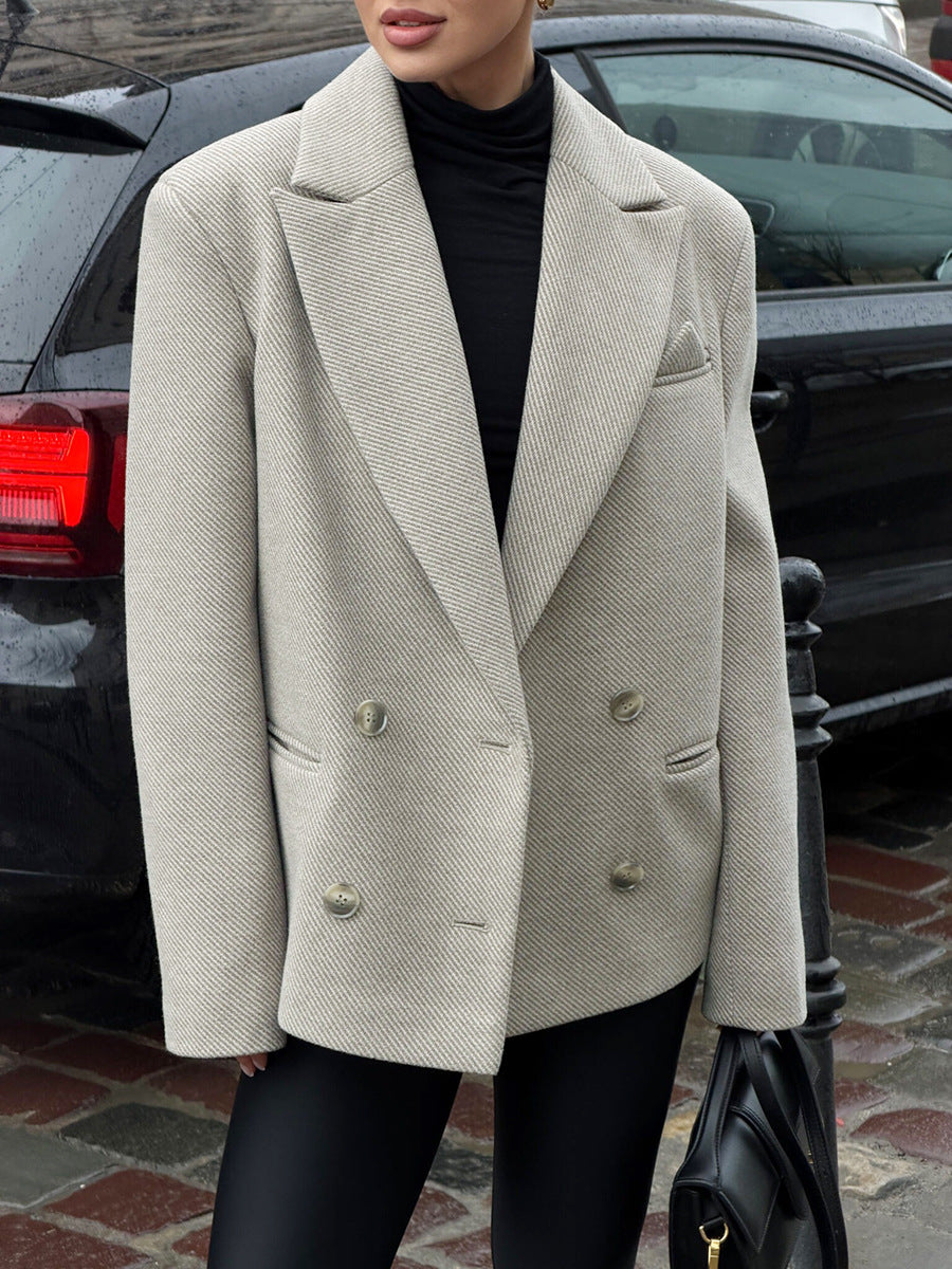 Oversized Textured Double Breasted Blazer