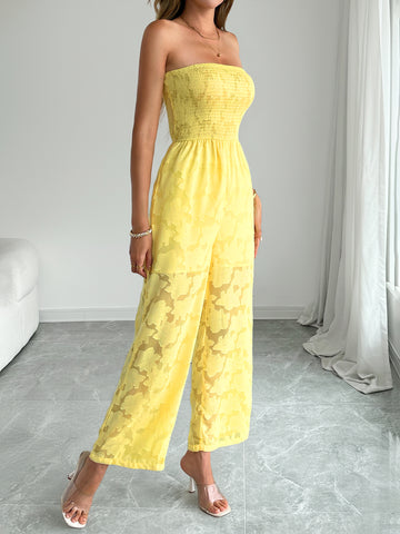 Strapless Smocked Bodice Sweet Jumpsuit