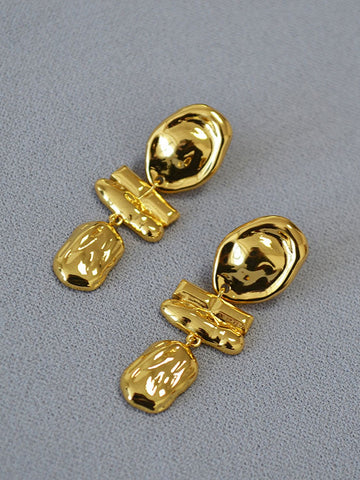 Textured Gold Statement Dangle Earrings