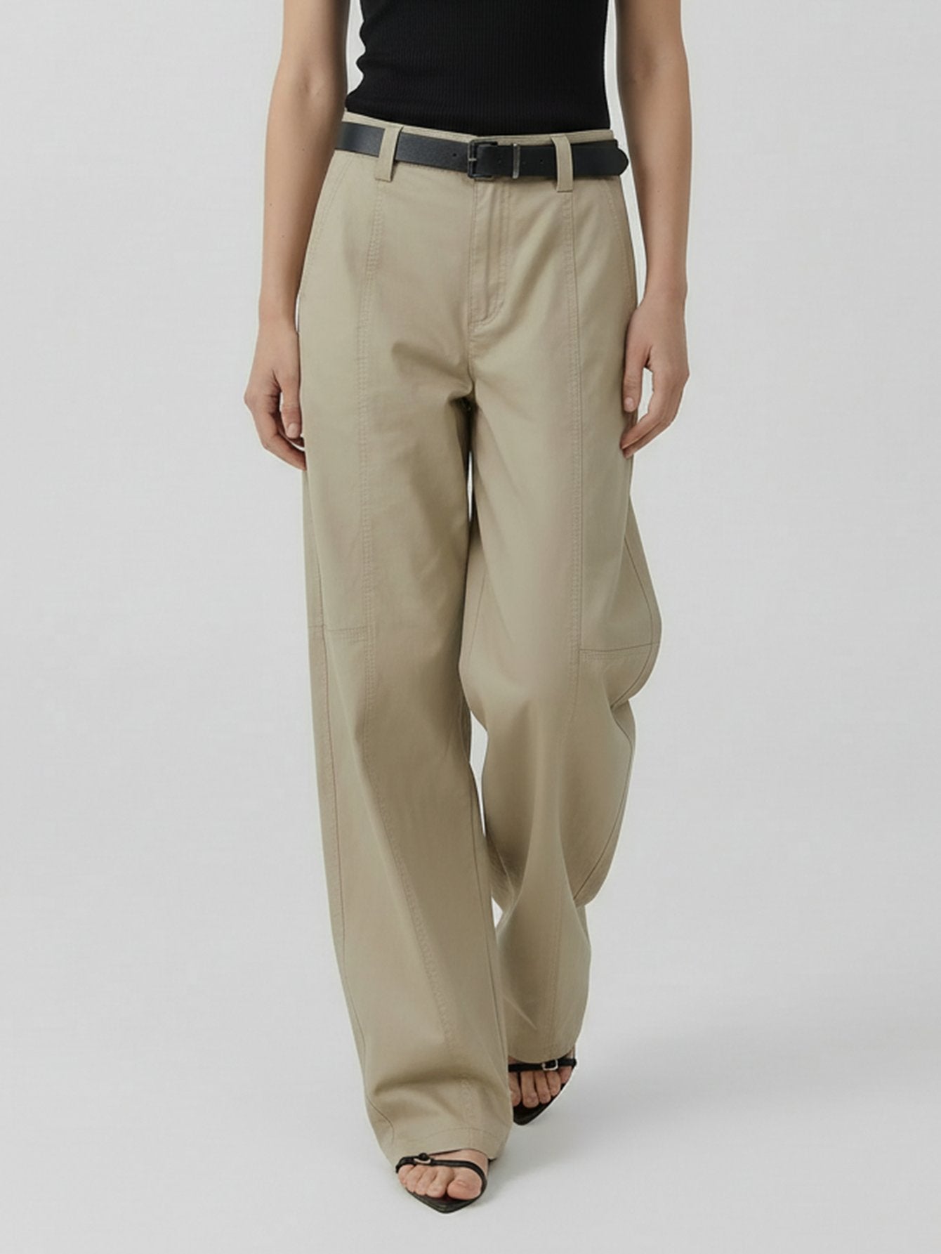 Cotton Barrel Leg Trousers