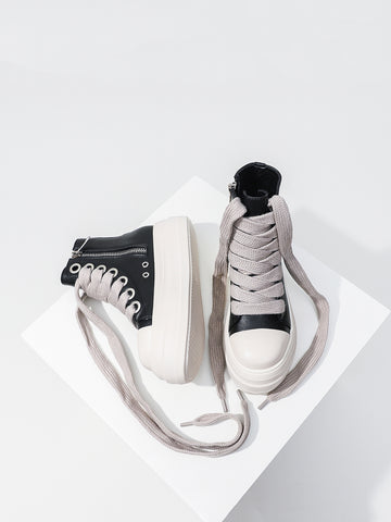 Chunky Platform Zip-Detail Edgy Boots[Note:Runs Small,Go One Size Up]