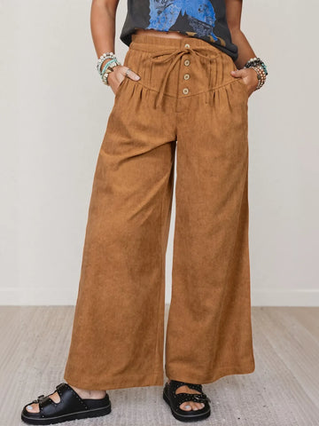 High Waisted Corduroy Wide Leg Pants