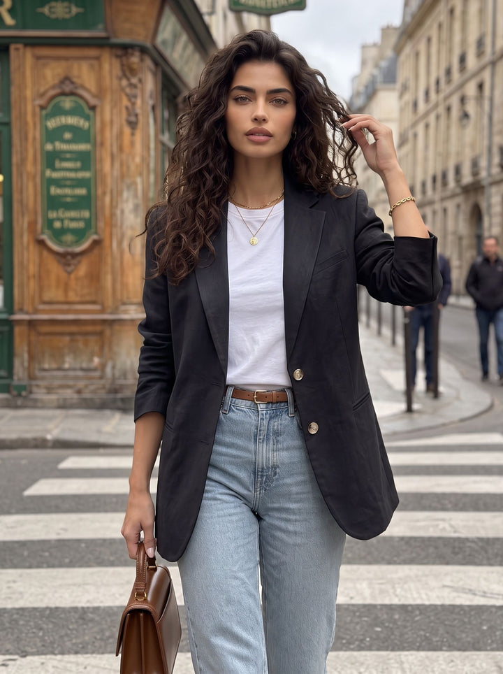 Oversized Relaxed Fit Single Button Blazer