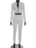 Polka Dot Zip Crop Pants Set