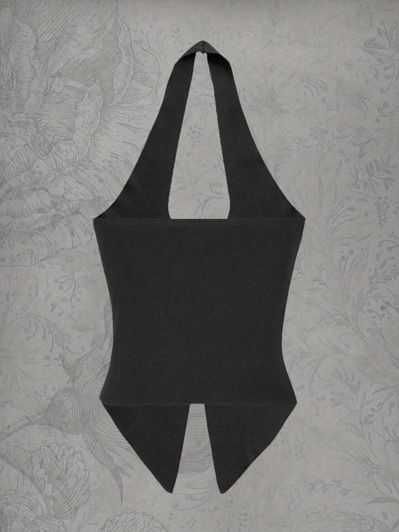 Ribbed Rose Detail Knit Tank Top