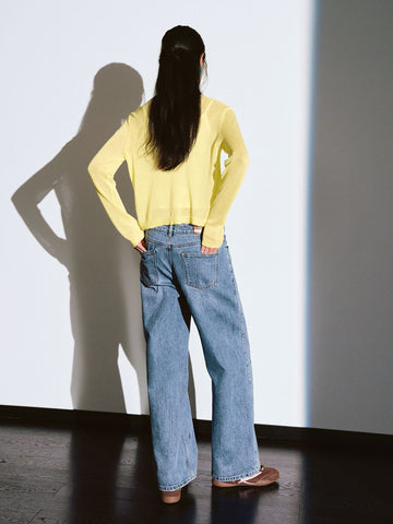 Urban Revivo Embroidered Sheer Knitted Cardigans-light yellow