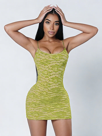 Sexy Lace Backless Mini Dress